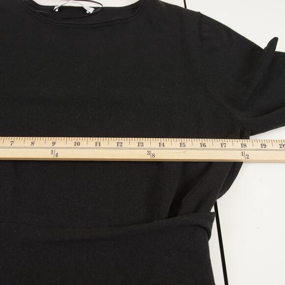 Zara Black Sash Waist Midi Linen Blend Knit Midi Dress Womens Sz M - Picture 5 of 11